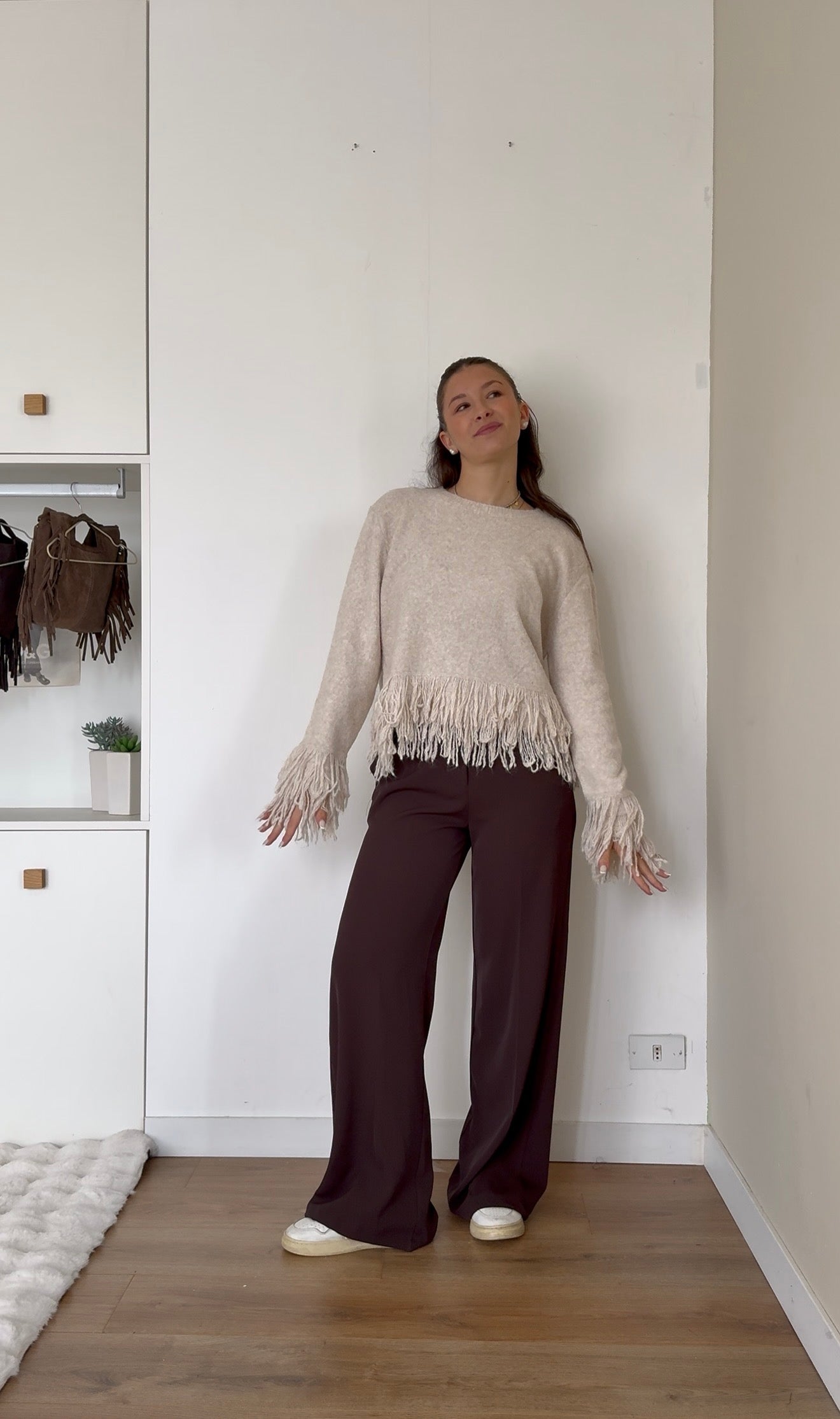 Maglione sfrangiato - Beige