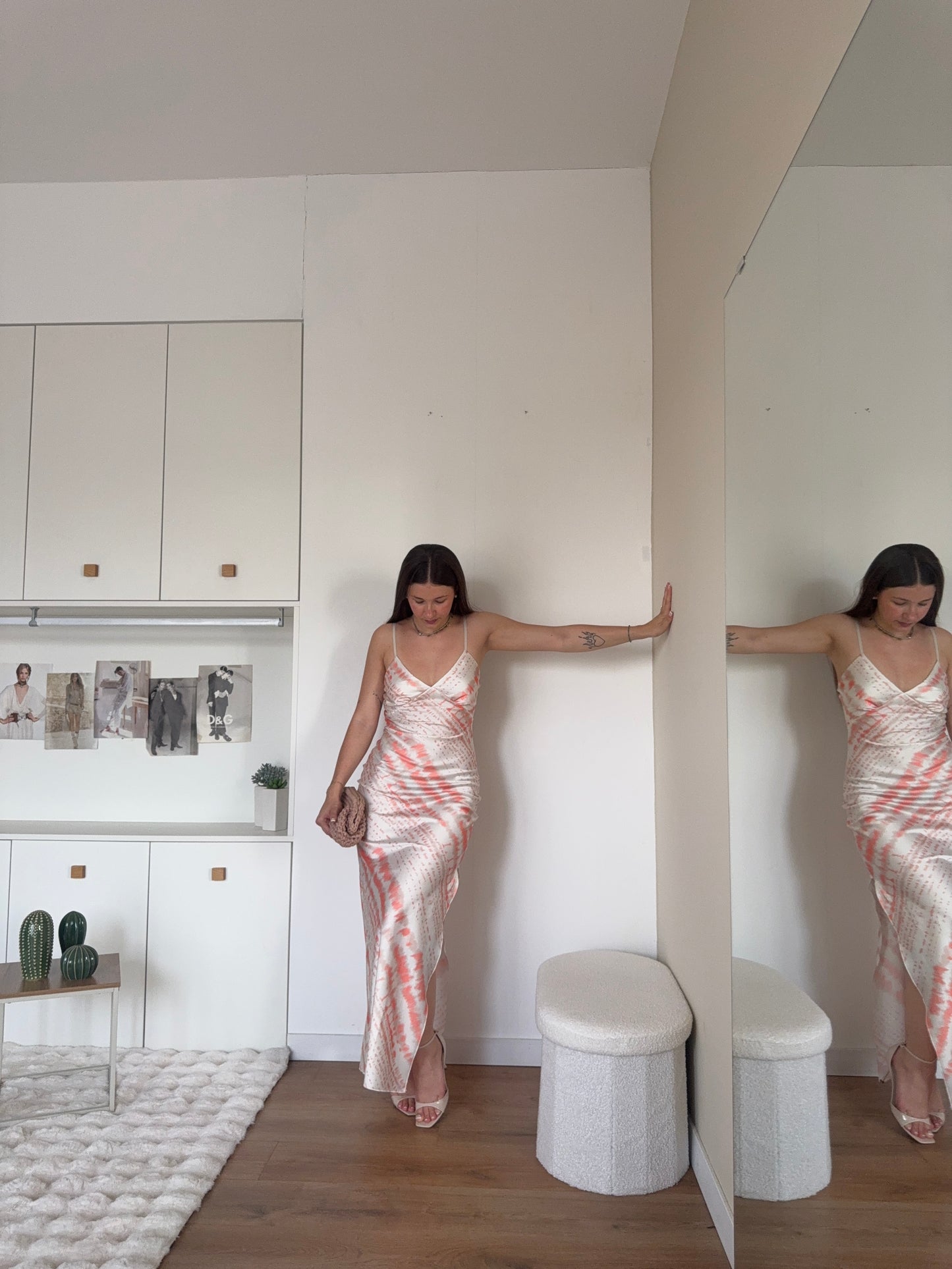 Abito satin tie dye - Peach