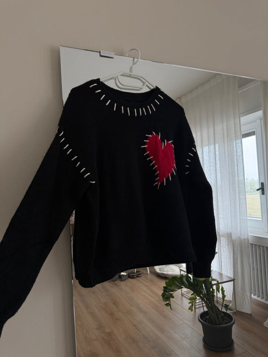 Maglione cuore - Nero