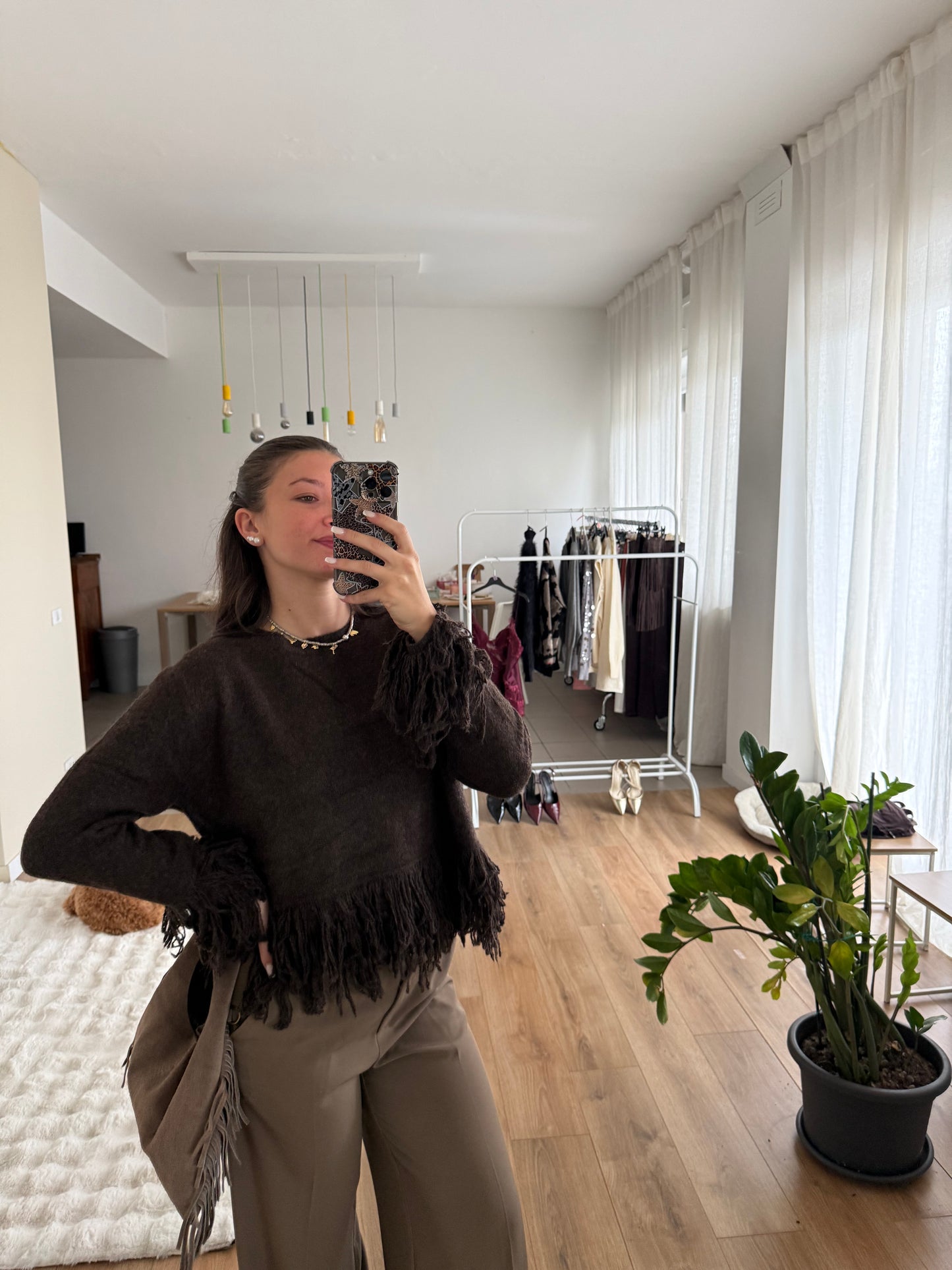 Maglione sfrangiato - Marrone
