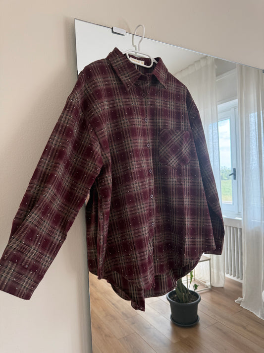 Camicia scozzese con strass - Bordeux