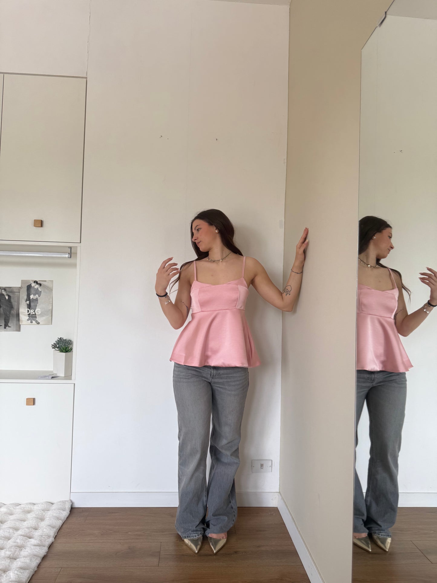 Top simil satin Lumina - rosa