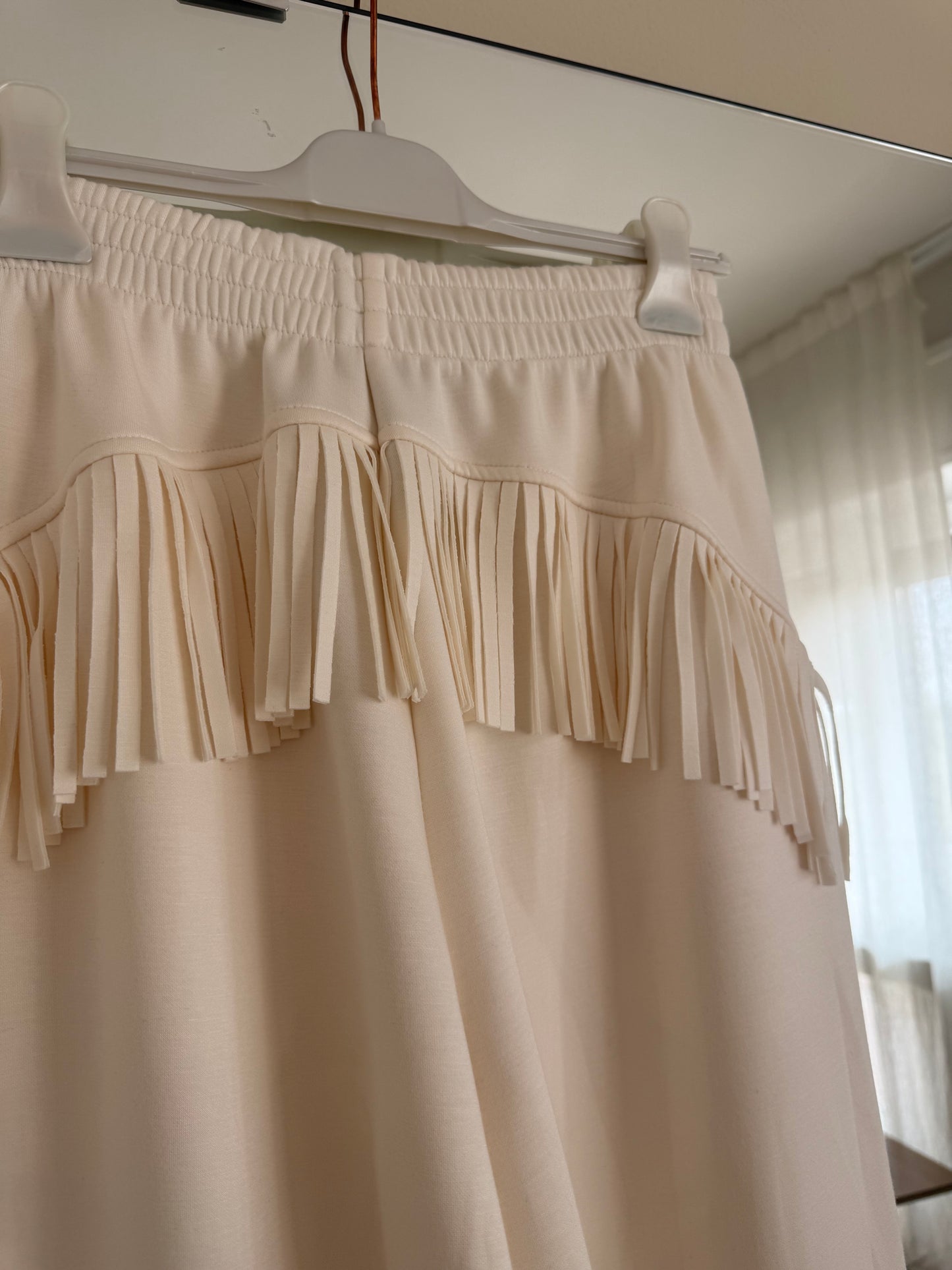 Pantaloni tuta con frange - PANNA