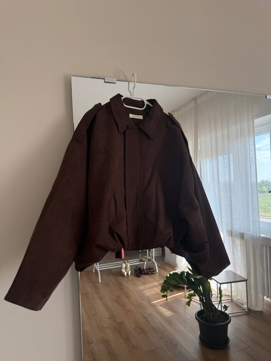 Giacca marrone scamosciata oversize