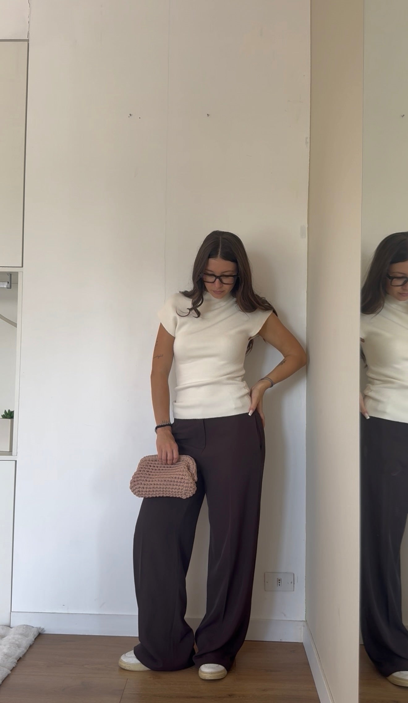 T-shirt in simil cashmere - PANNA