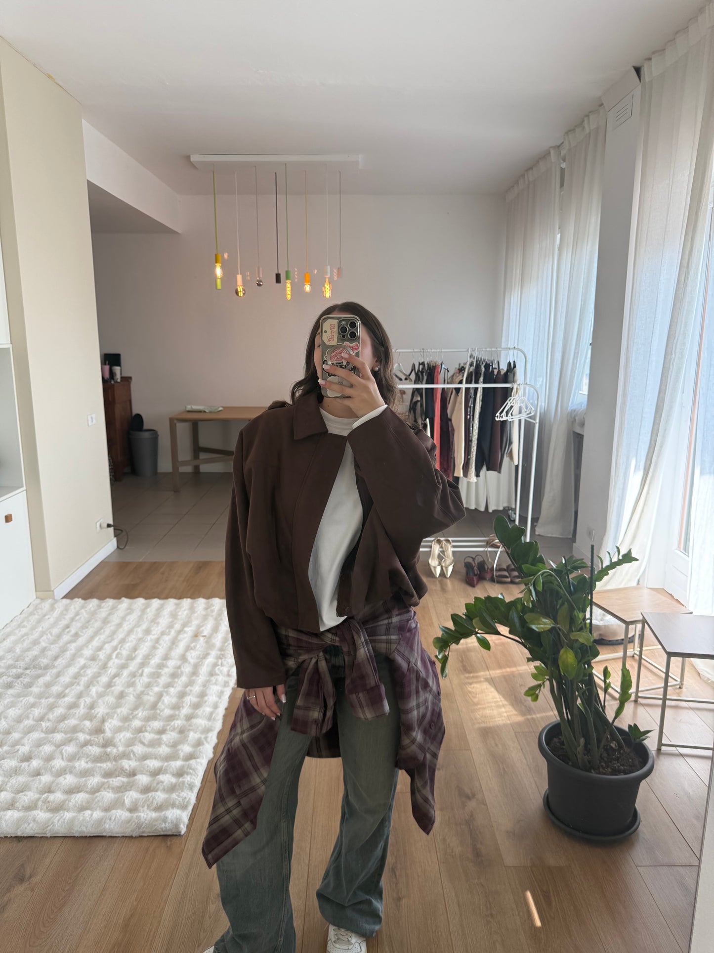 Giacca marrone scamosciata oversize