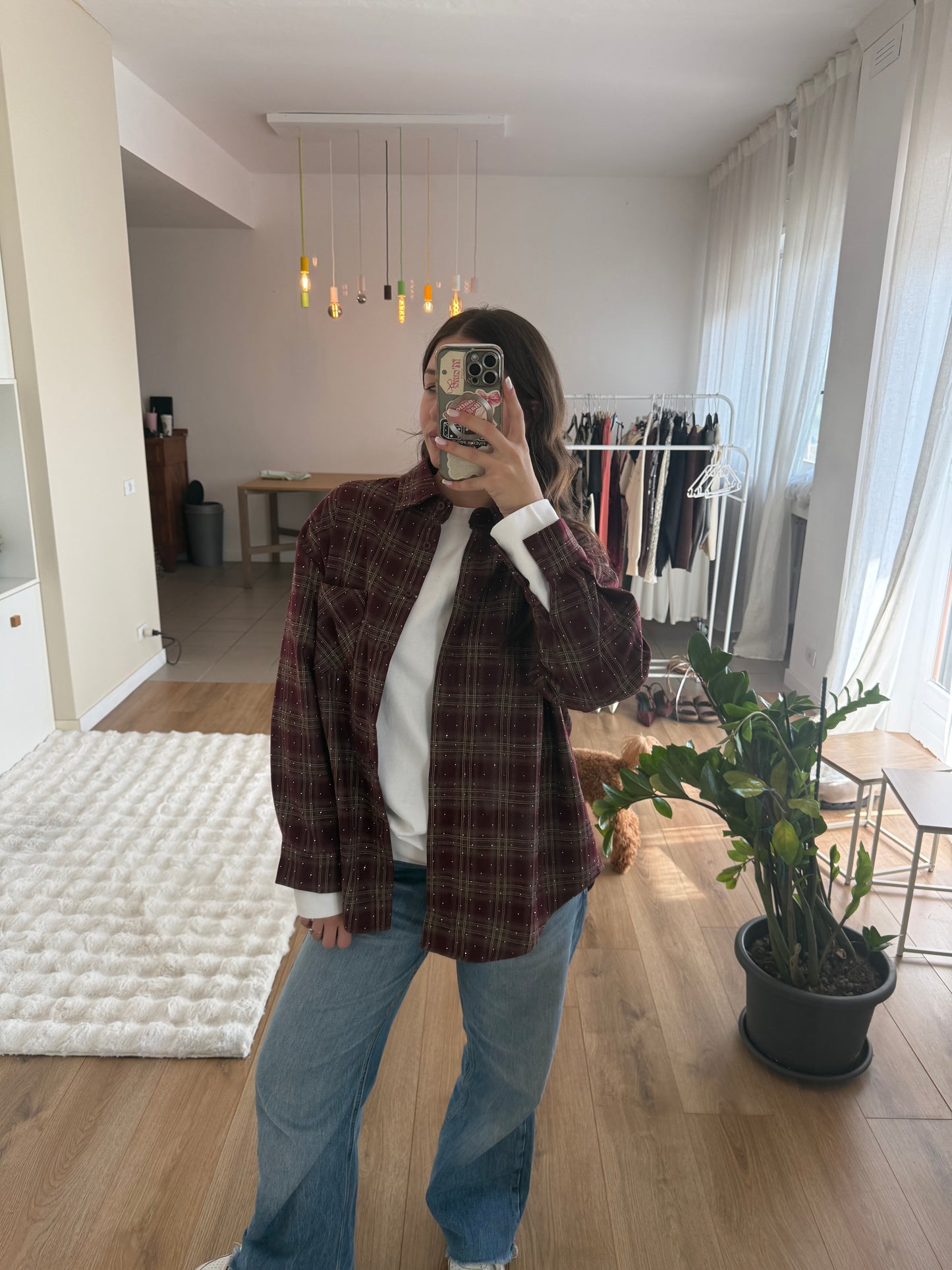 Camicia scozzese con strass - Bordeux