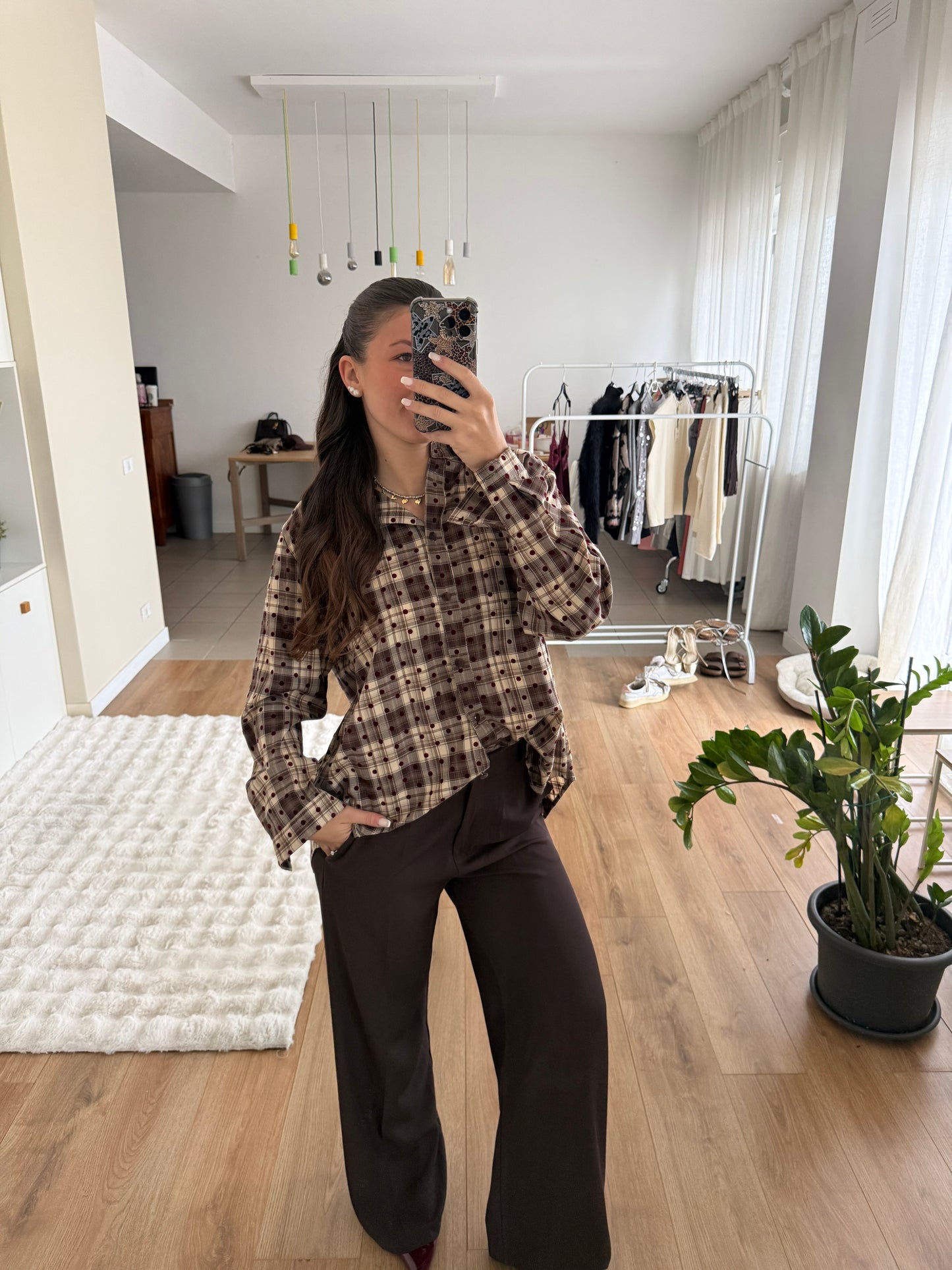Camicia scozzese con pois