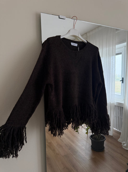 Maglione sfrangiato - Marrone