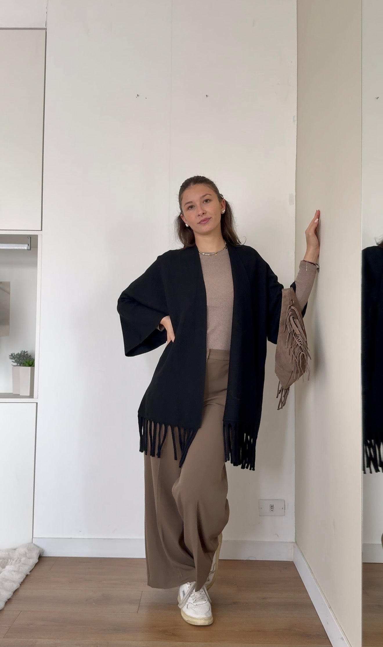 Cardigan frange - Nero