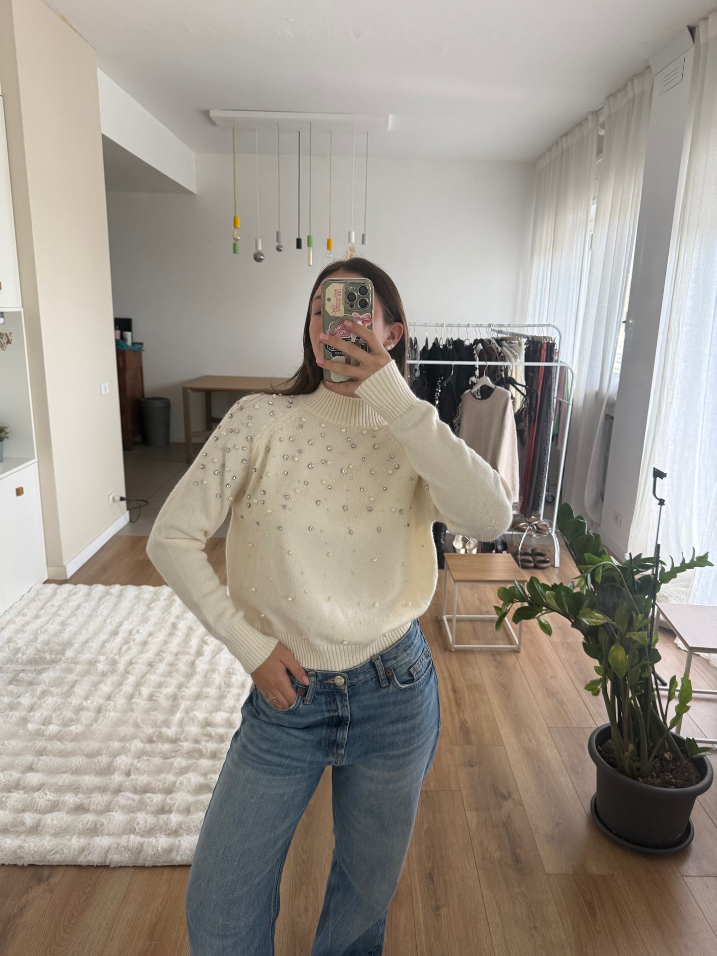 Maglione glitter e perle