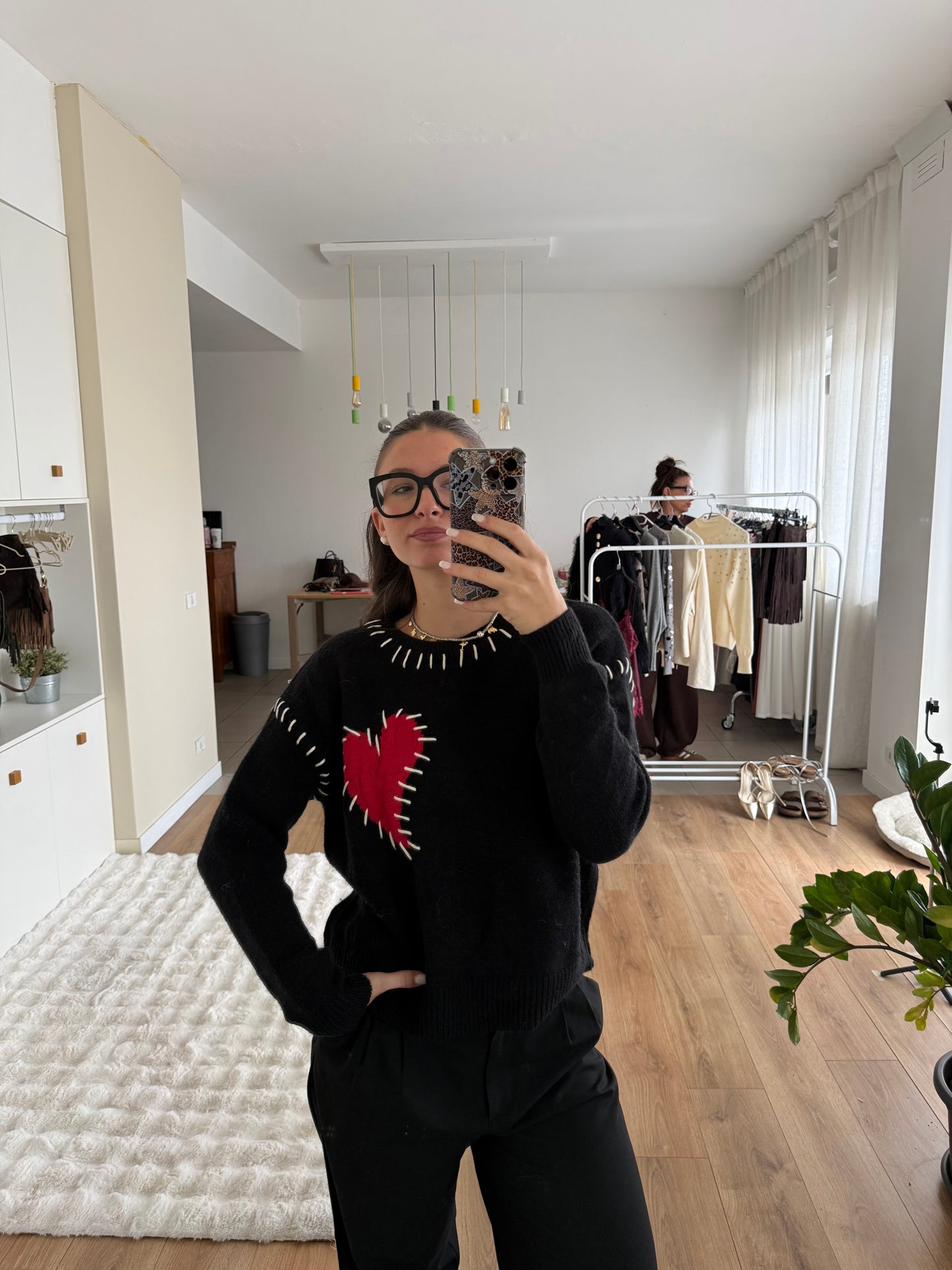 Maglione cuore - Nero