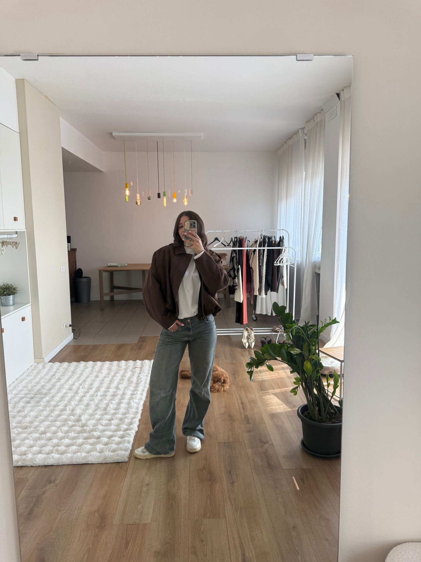 Giacca marrone scamosciata oversize