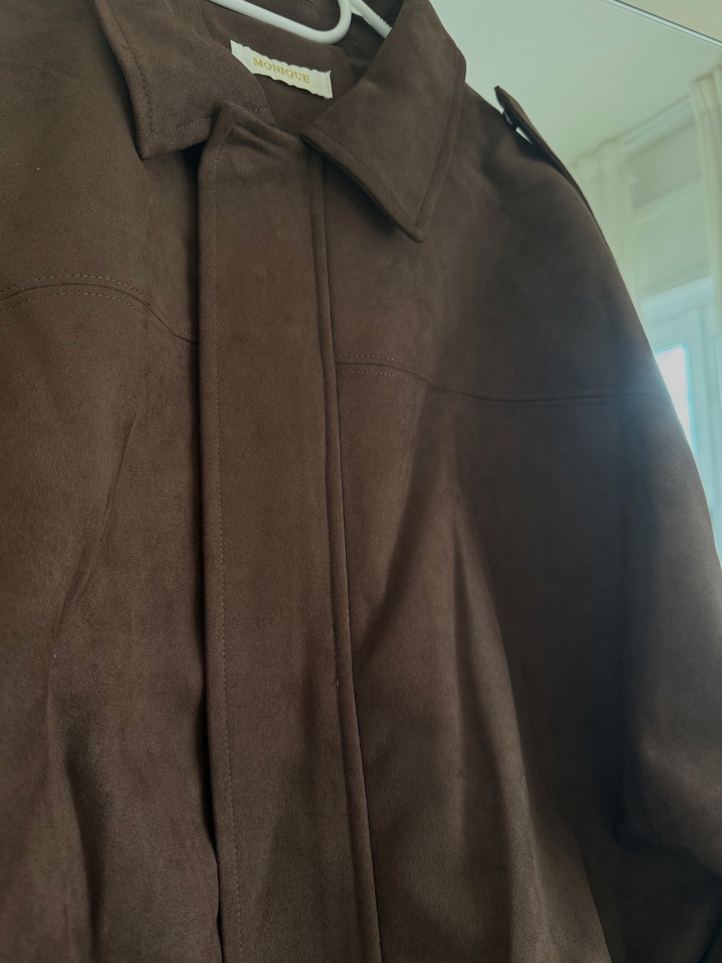 Giacca marrone scamosciata oversize