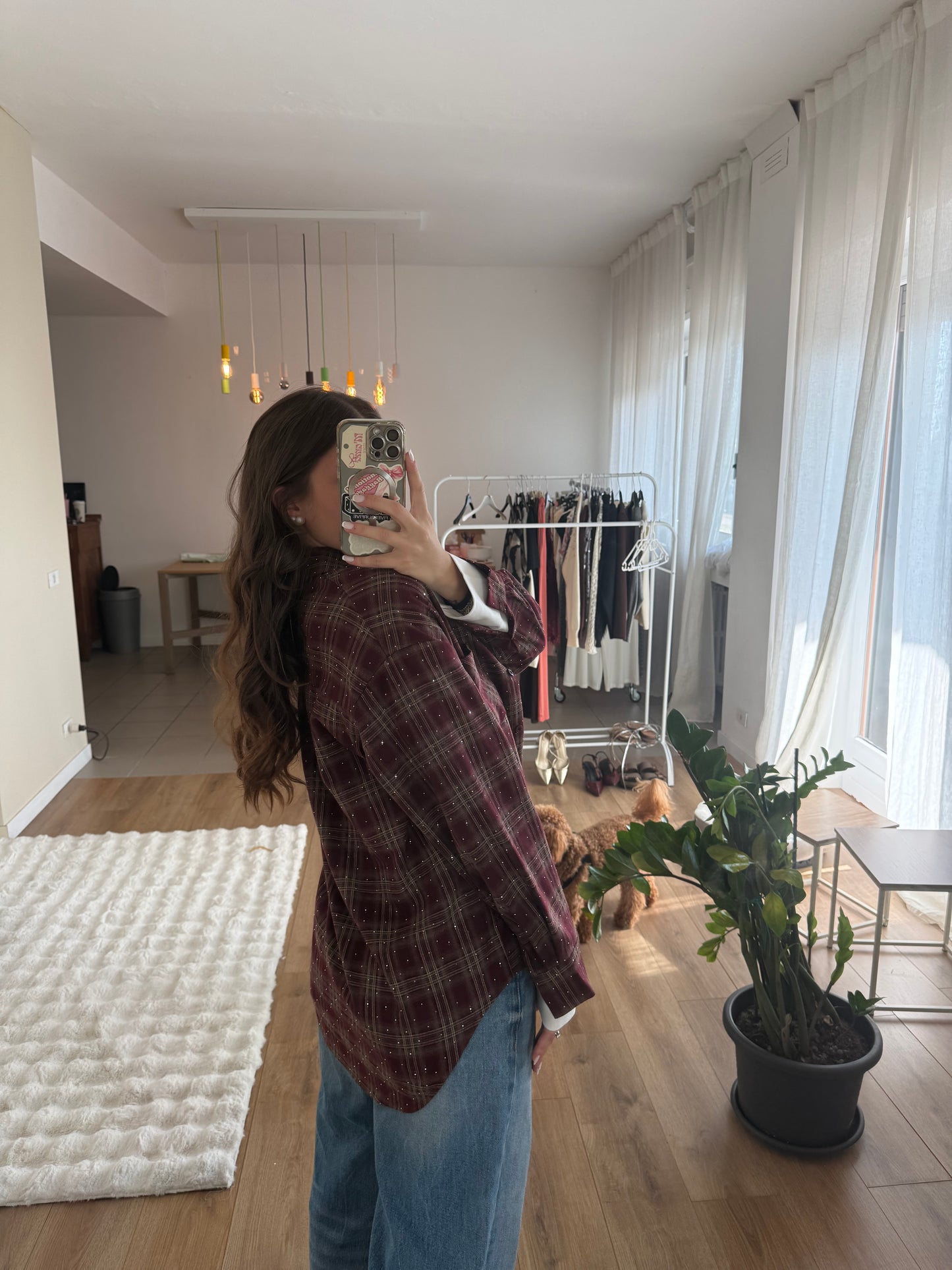 Camicia scozzese con strass - Bordeux