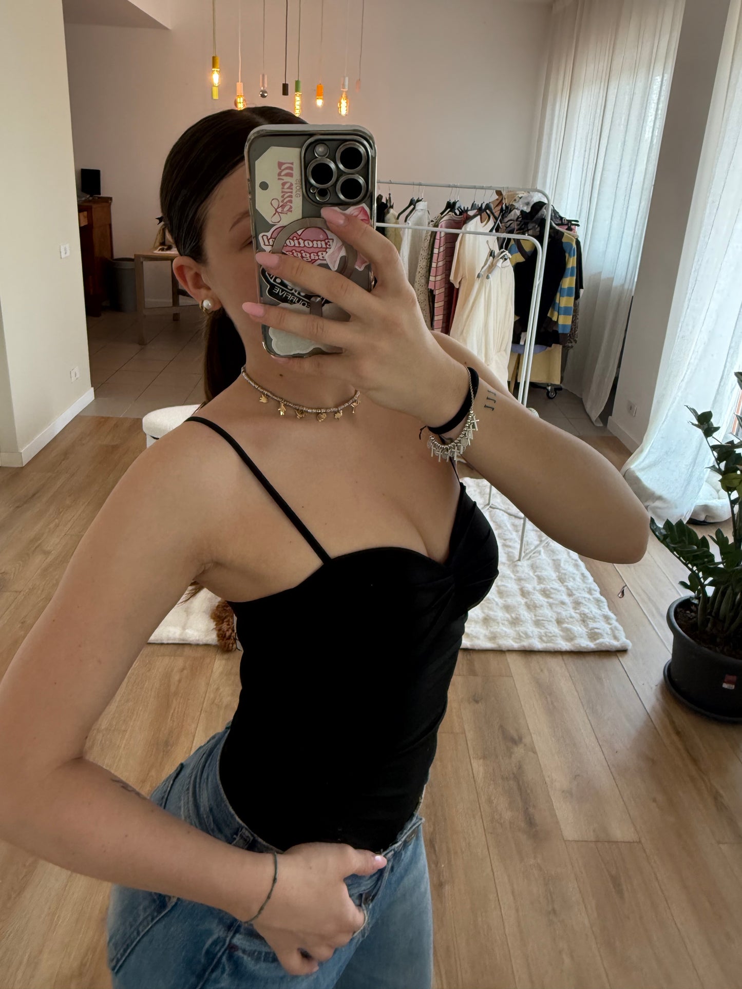 Body con coppe preformate Nero