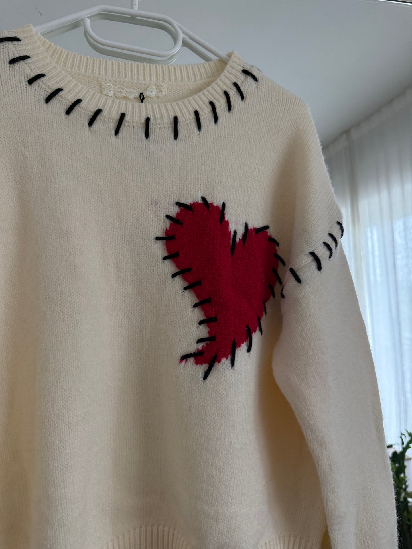Maglione cuore - Panna