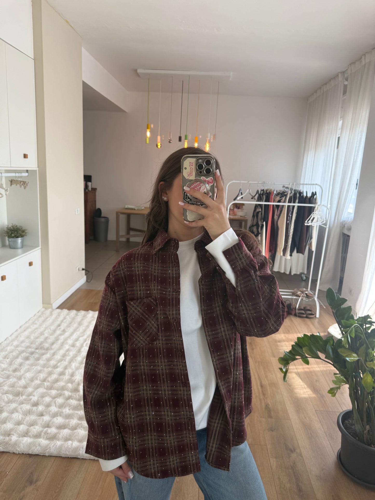 Camicia scozzese con strass - Bordeux