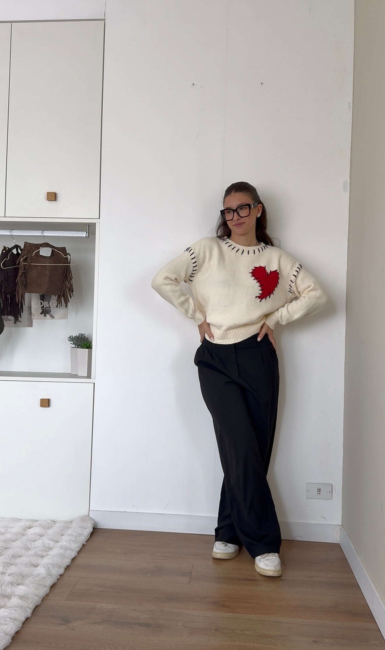 Maglione cuore - Panna