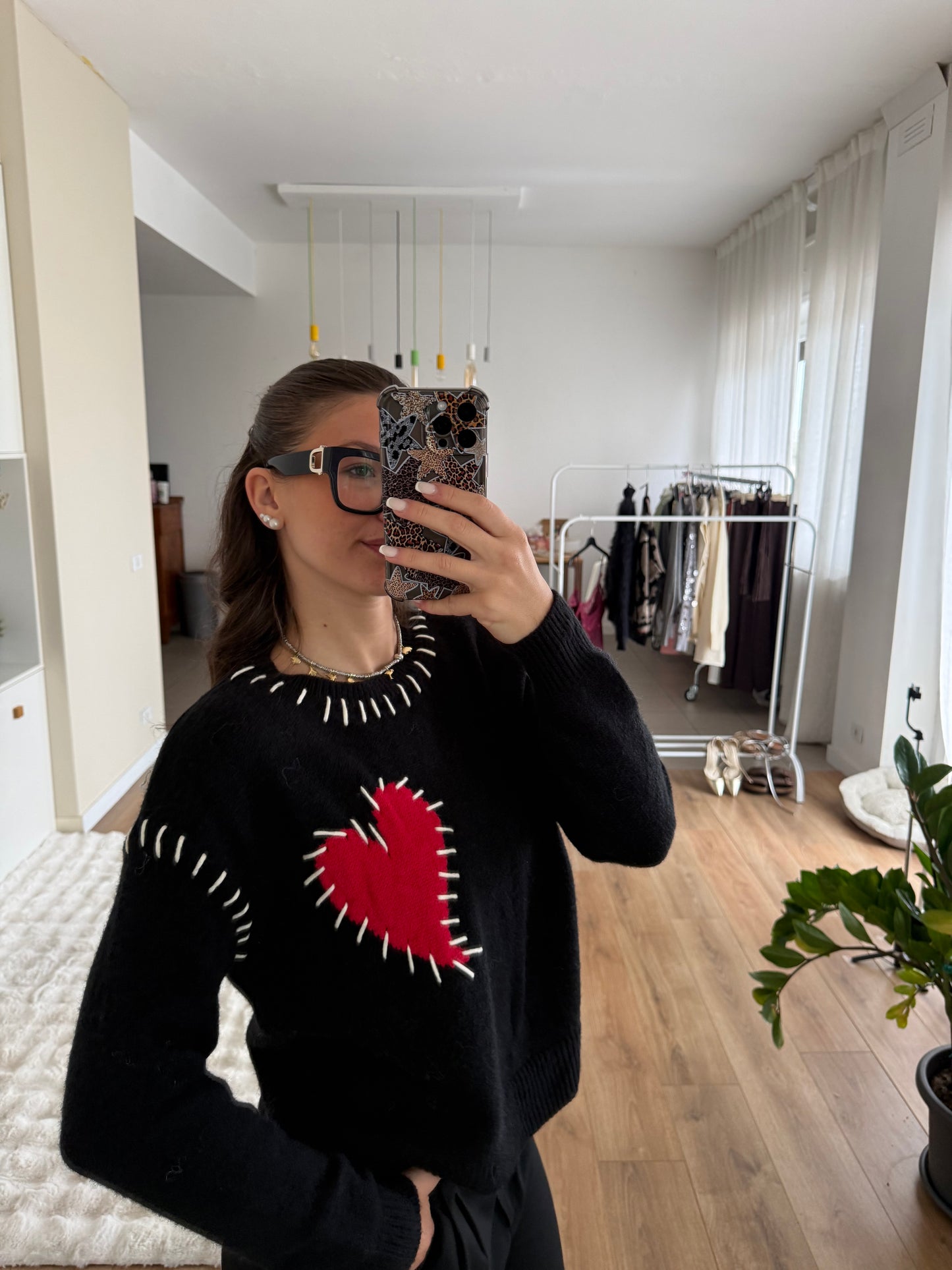 Maglione cuore - Nero