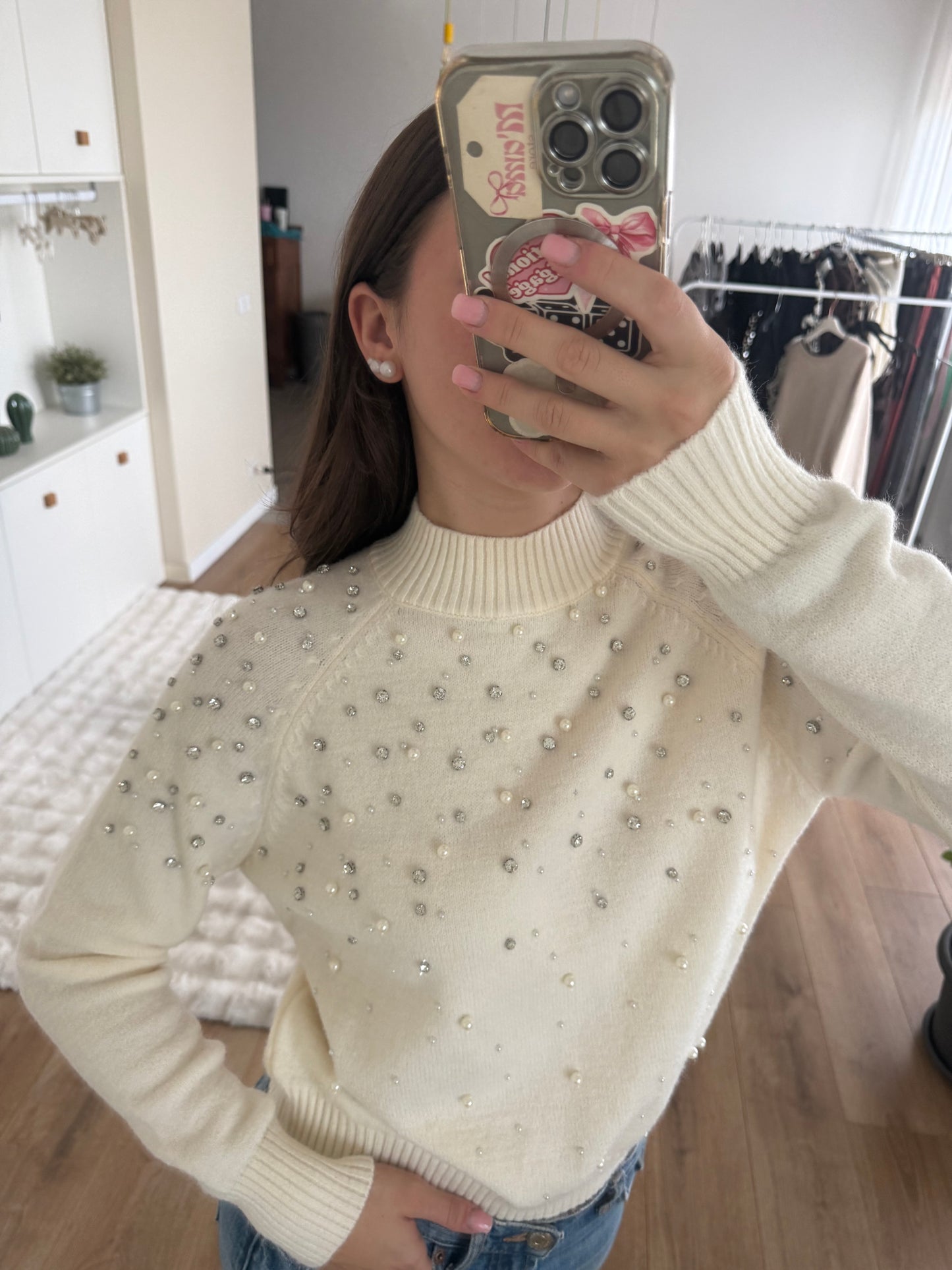 Maglione glitter e perle
