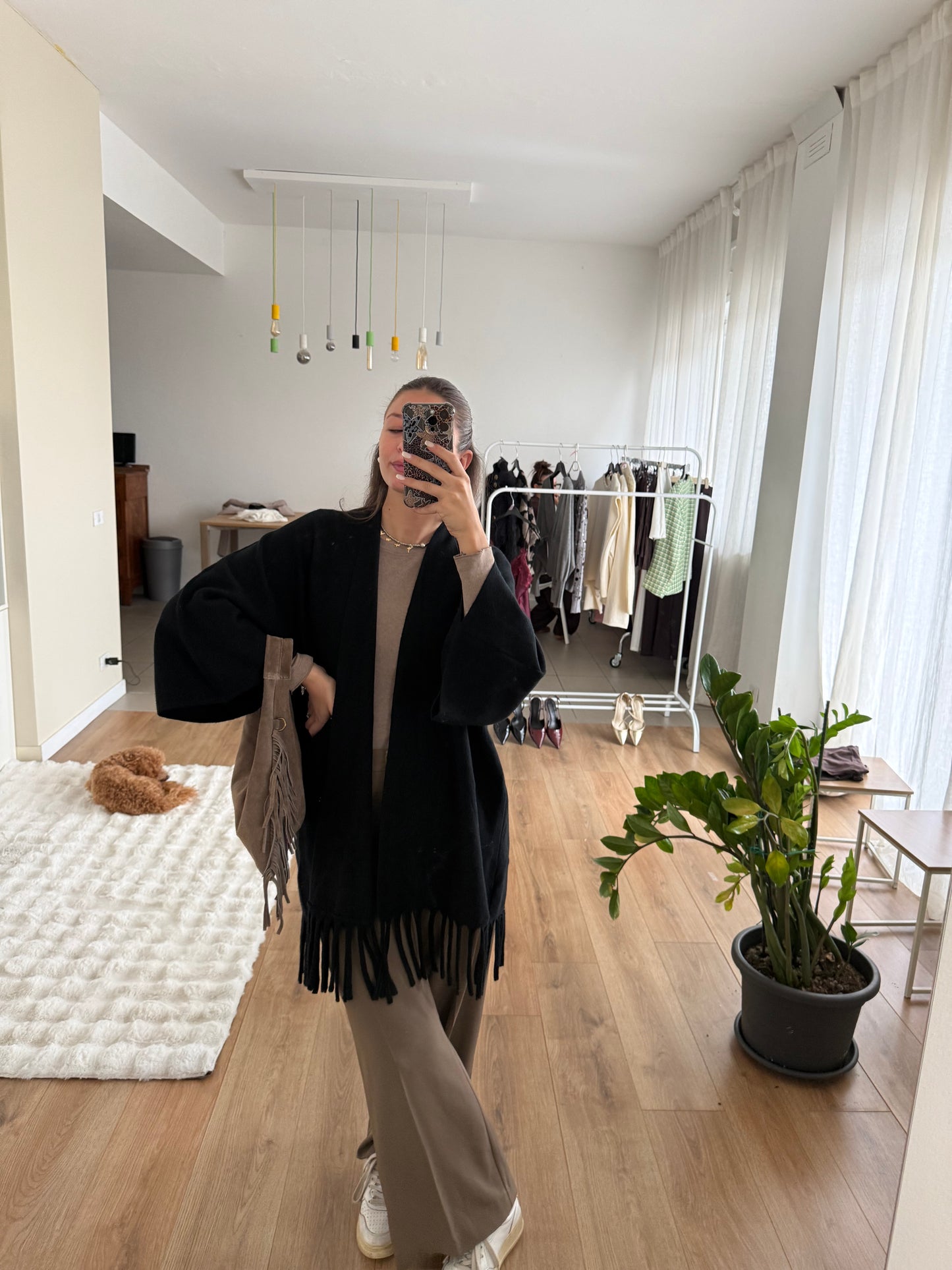 Cardigan frange - Nero