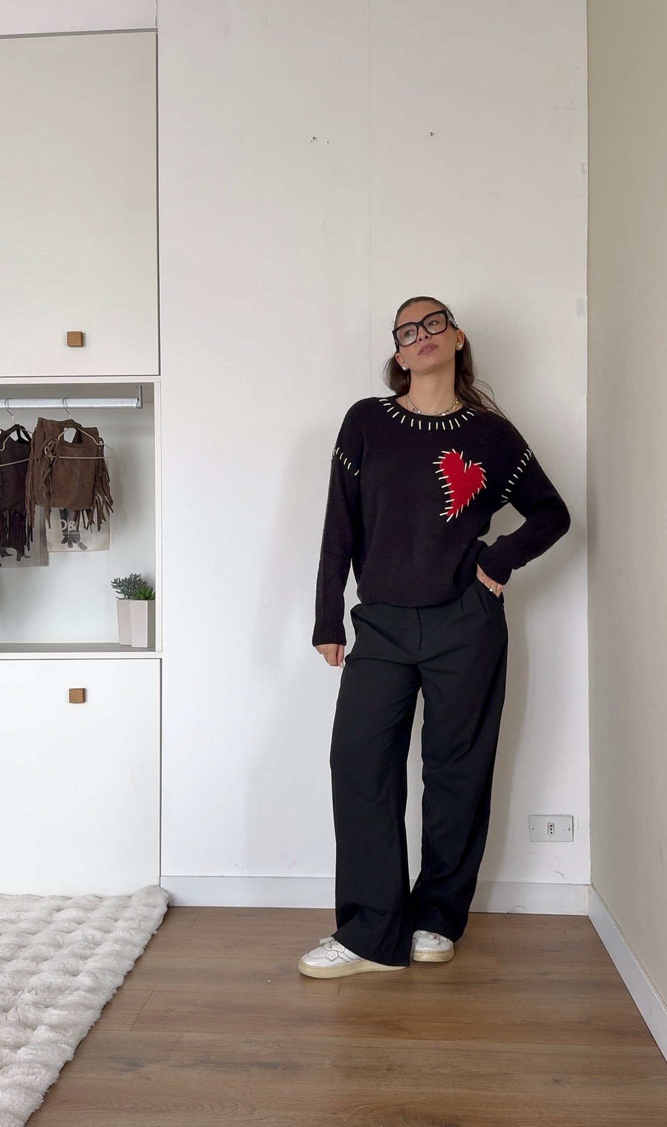 Maglione cuore - Nero