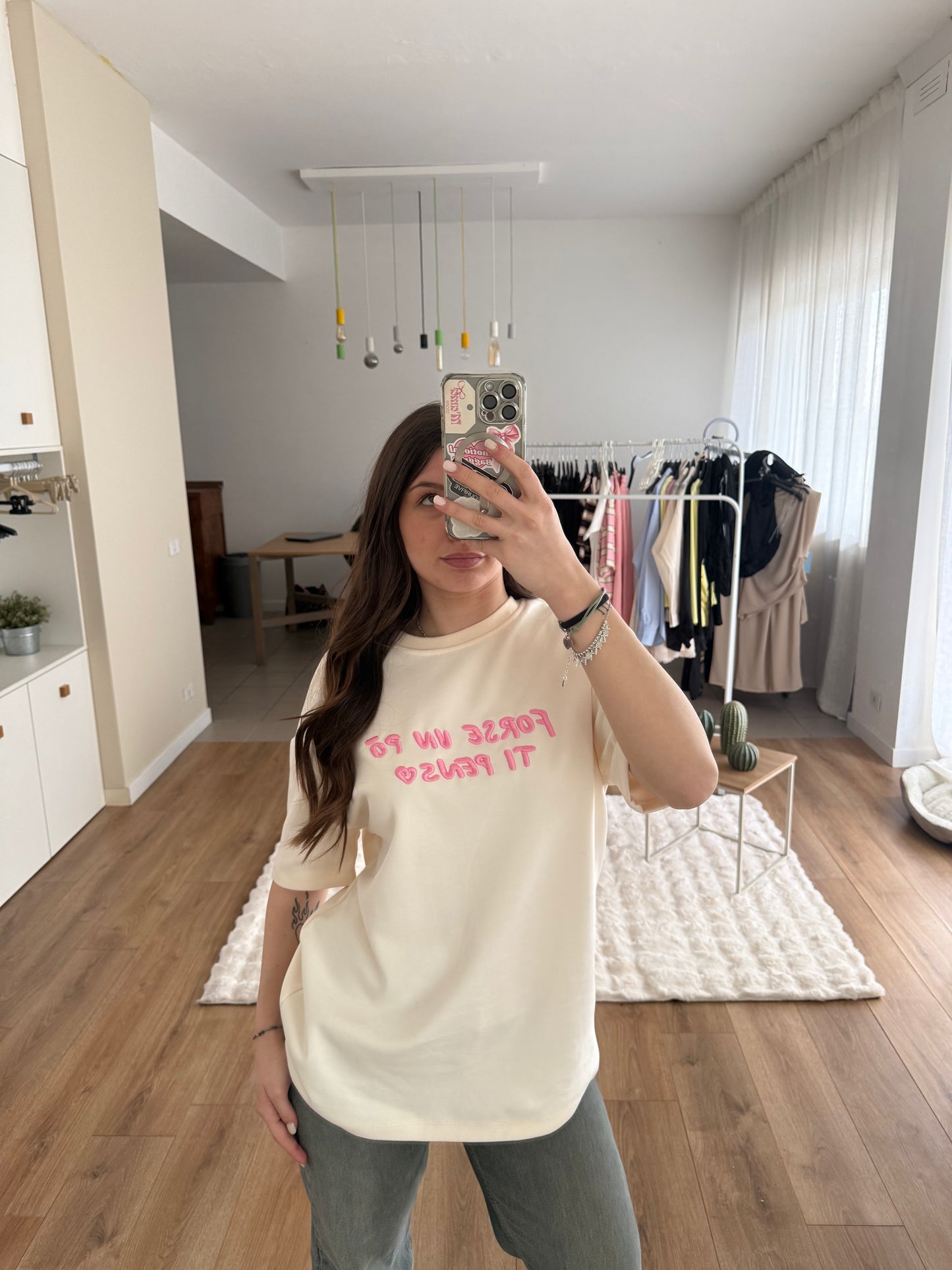 T-Shirt by Lumina "Forse un po' ti penso" - Panna