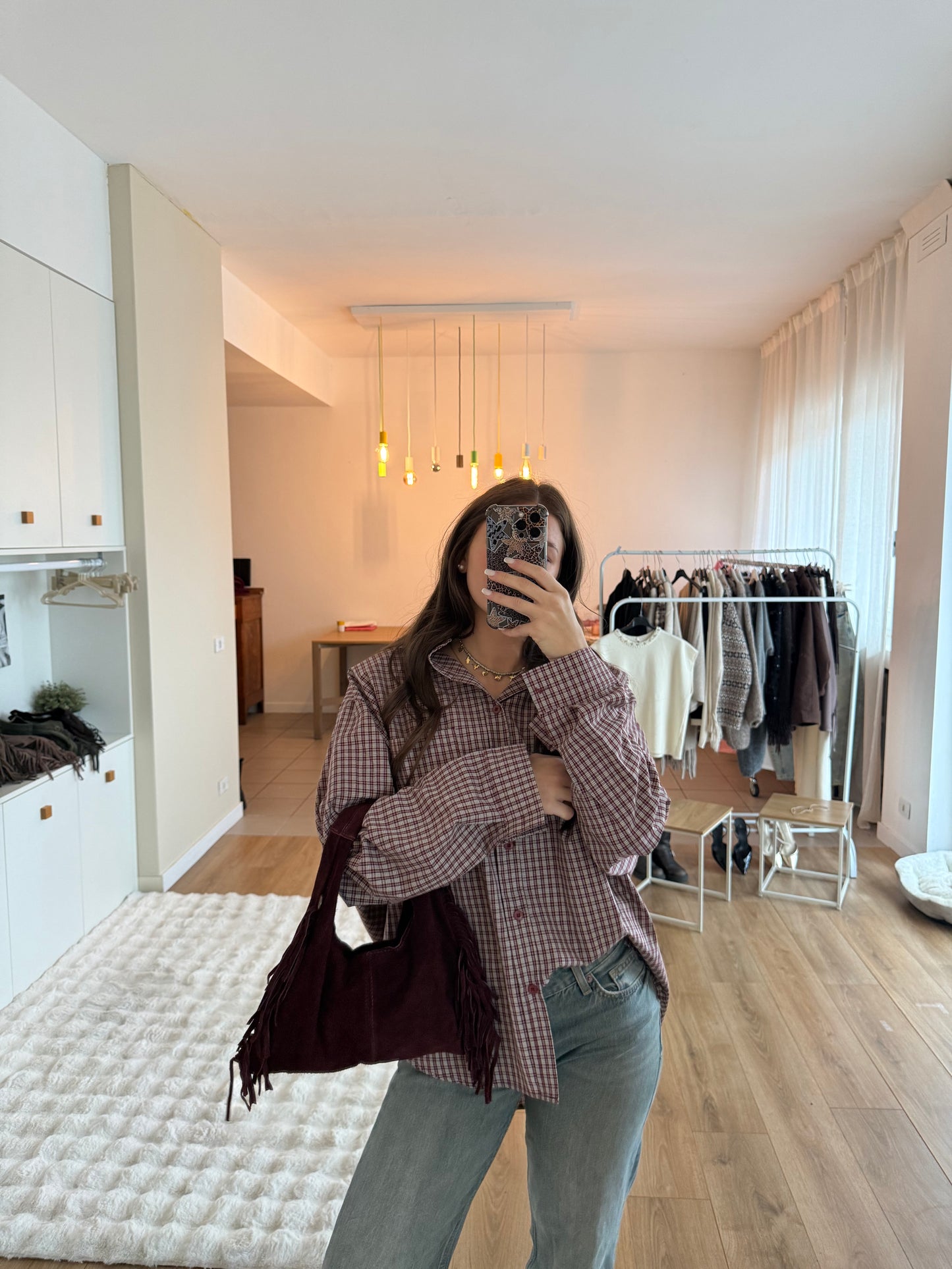 Camicia super oversize con spalline - Bordeux