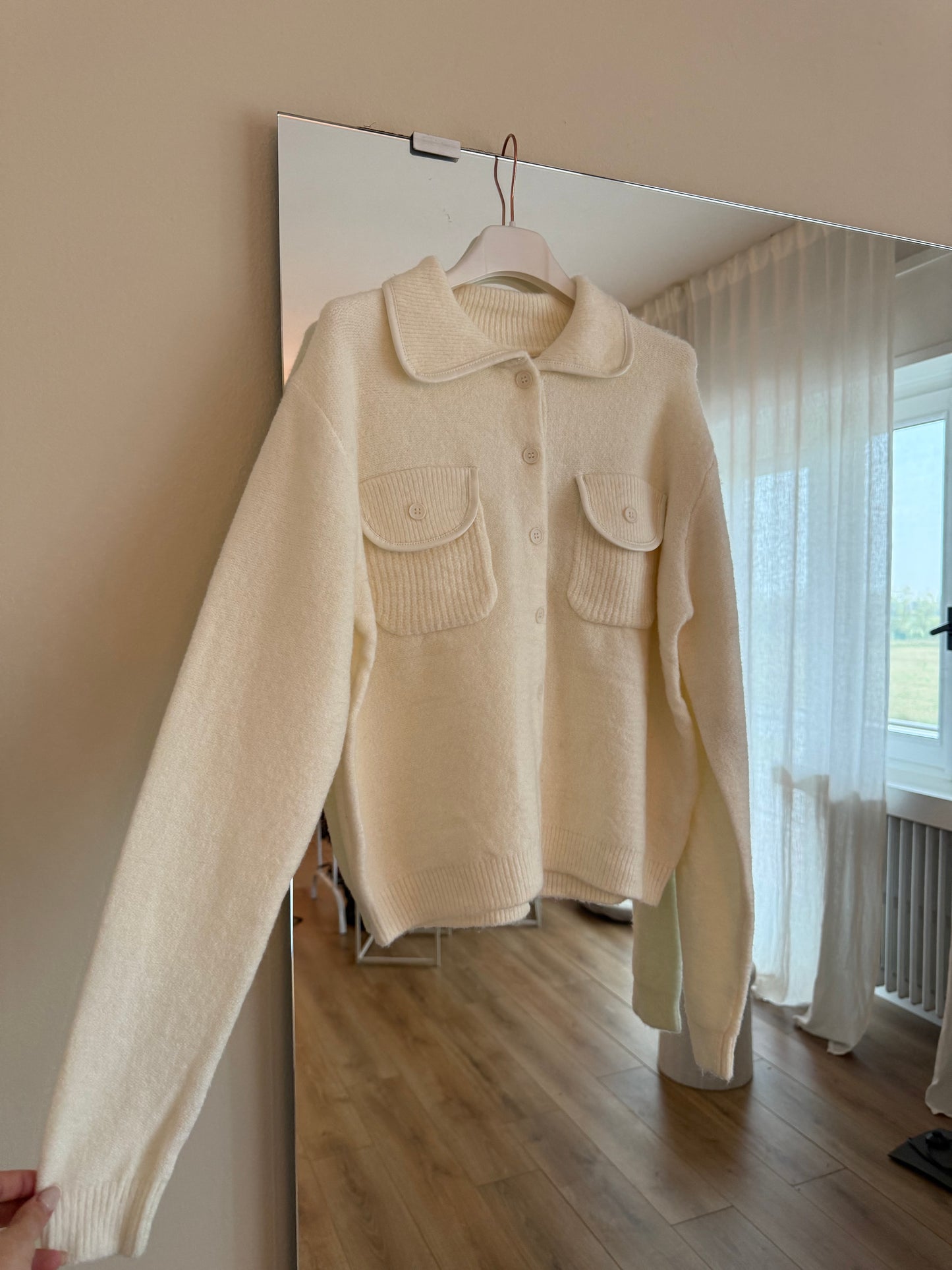 Maglione con tasche - Panna