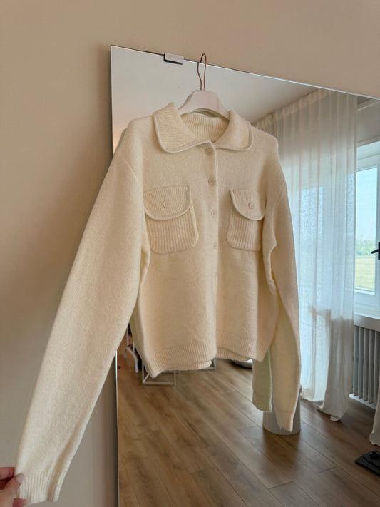 Maglione con tasche - Panna