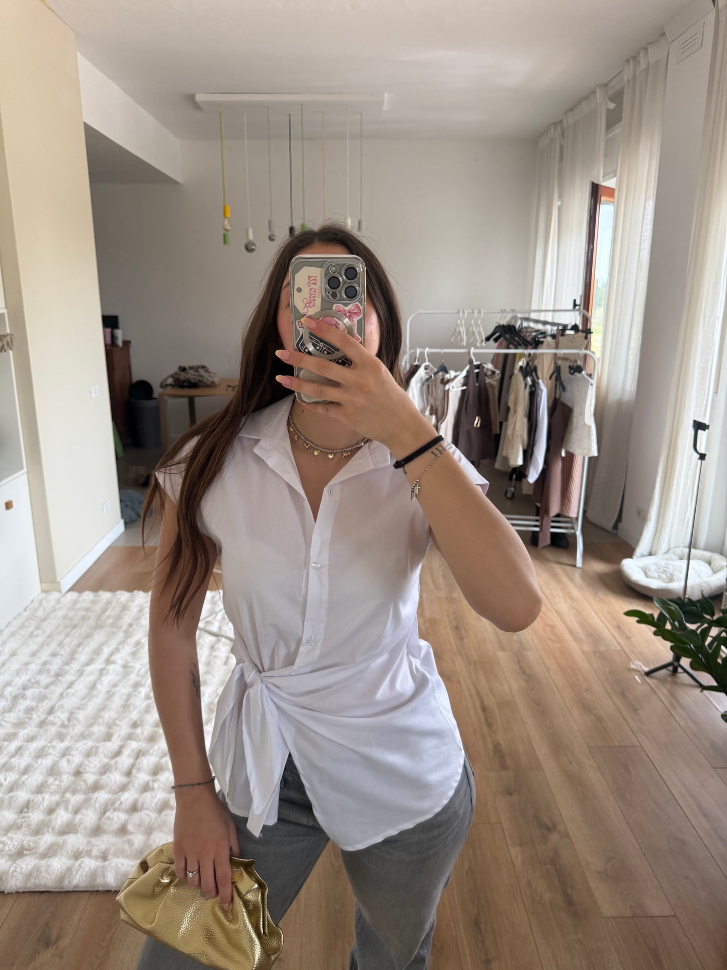 Camicia a mezza manica con nodo