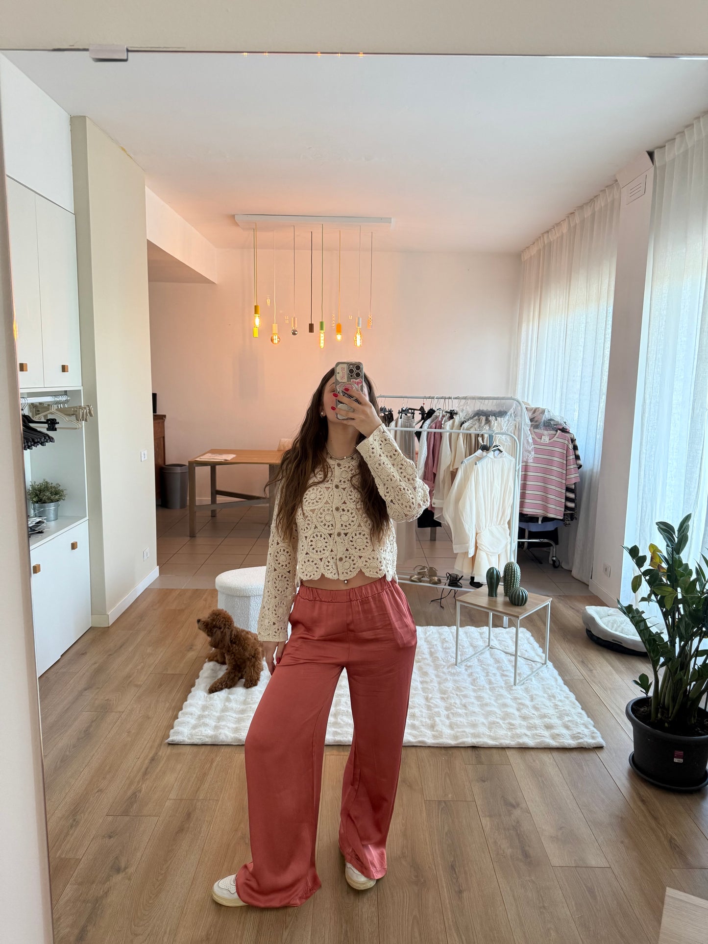 Pantaloni “satin” terracotta