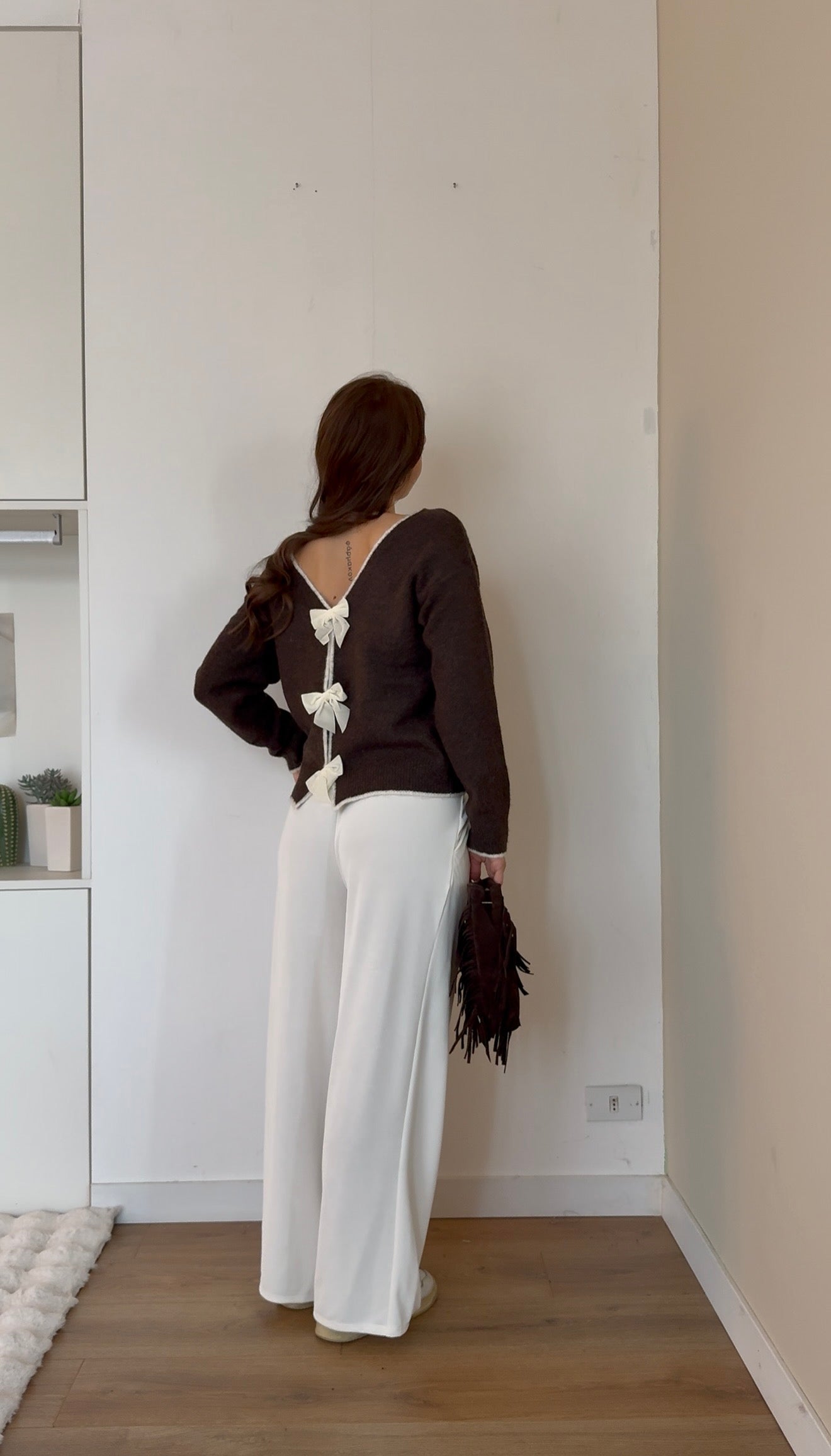 Maglione fiocchi - Marrone