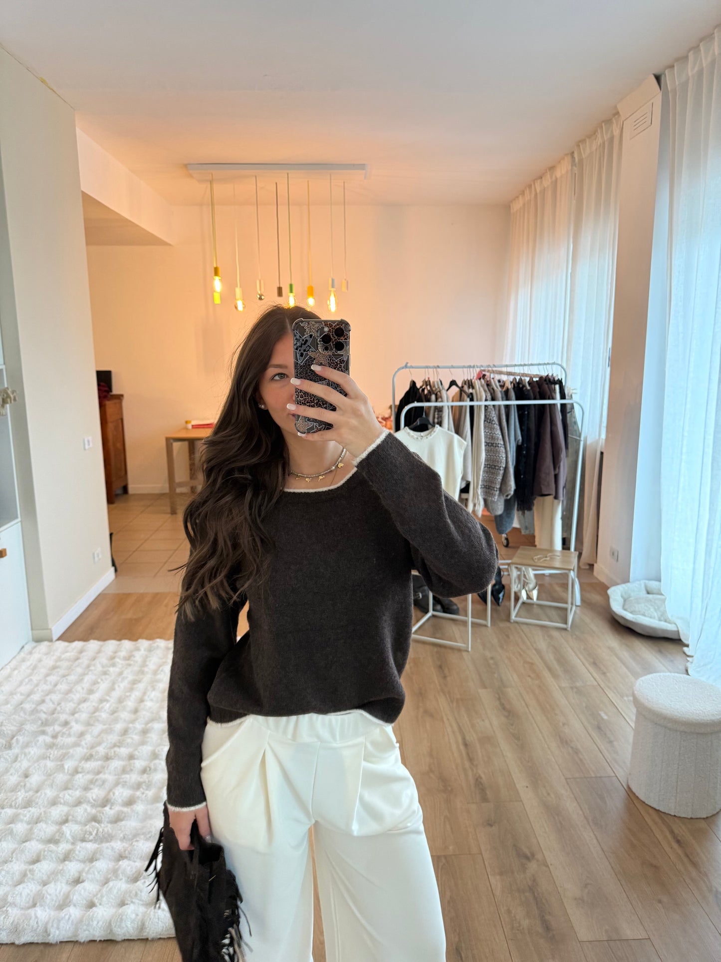 Maglione fiocchi - Marrone