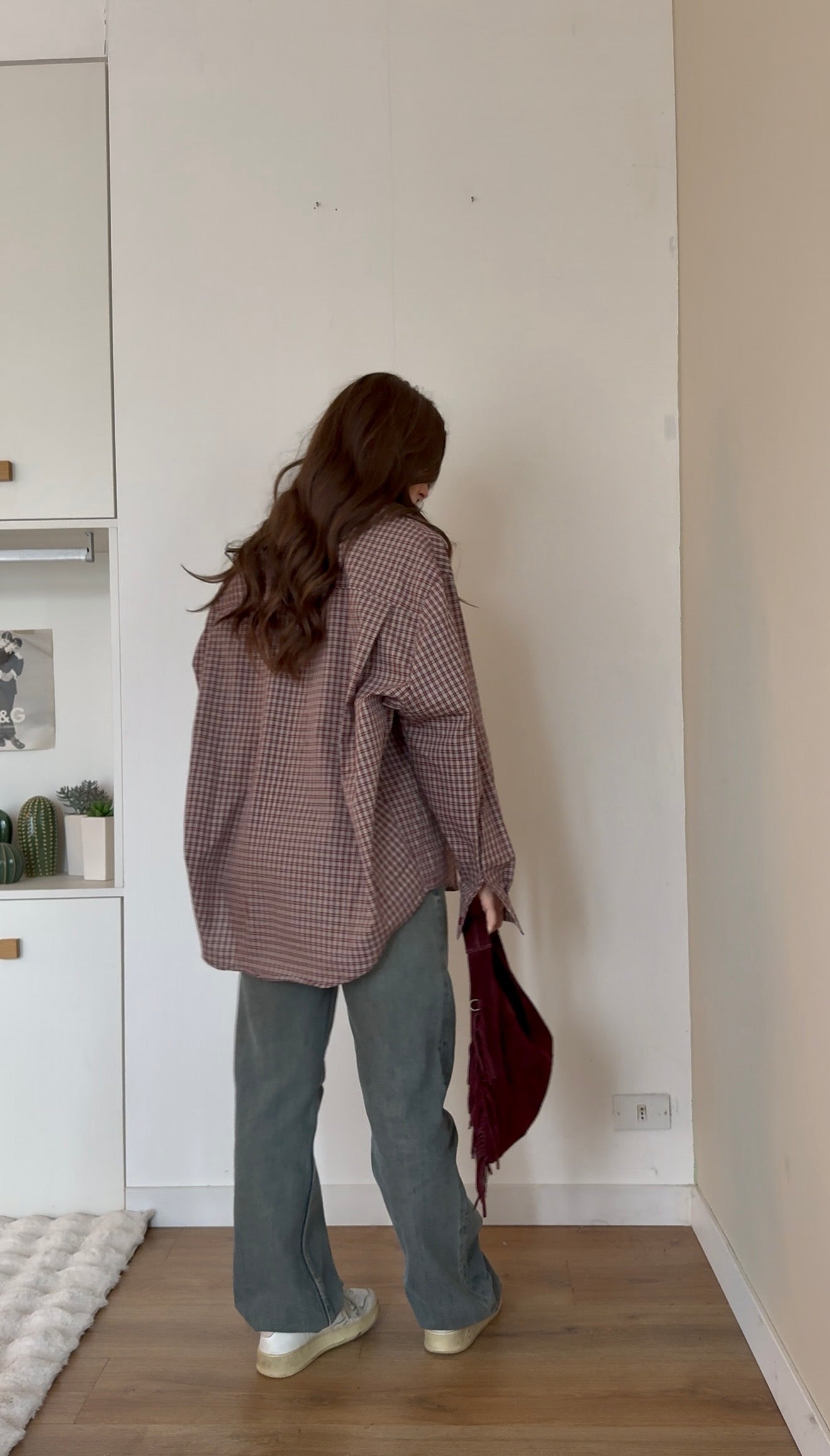 Camicia super oversize con spalline - Bordeux