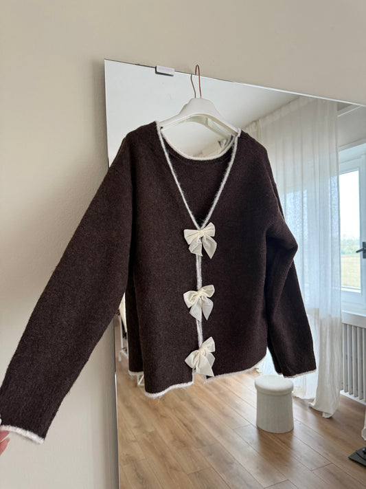 Maglione fiocchi - Marrone