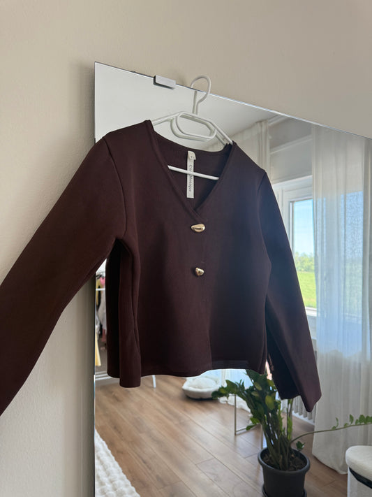 Cardigan con bottoni a goccia - MARRONE