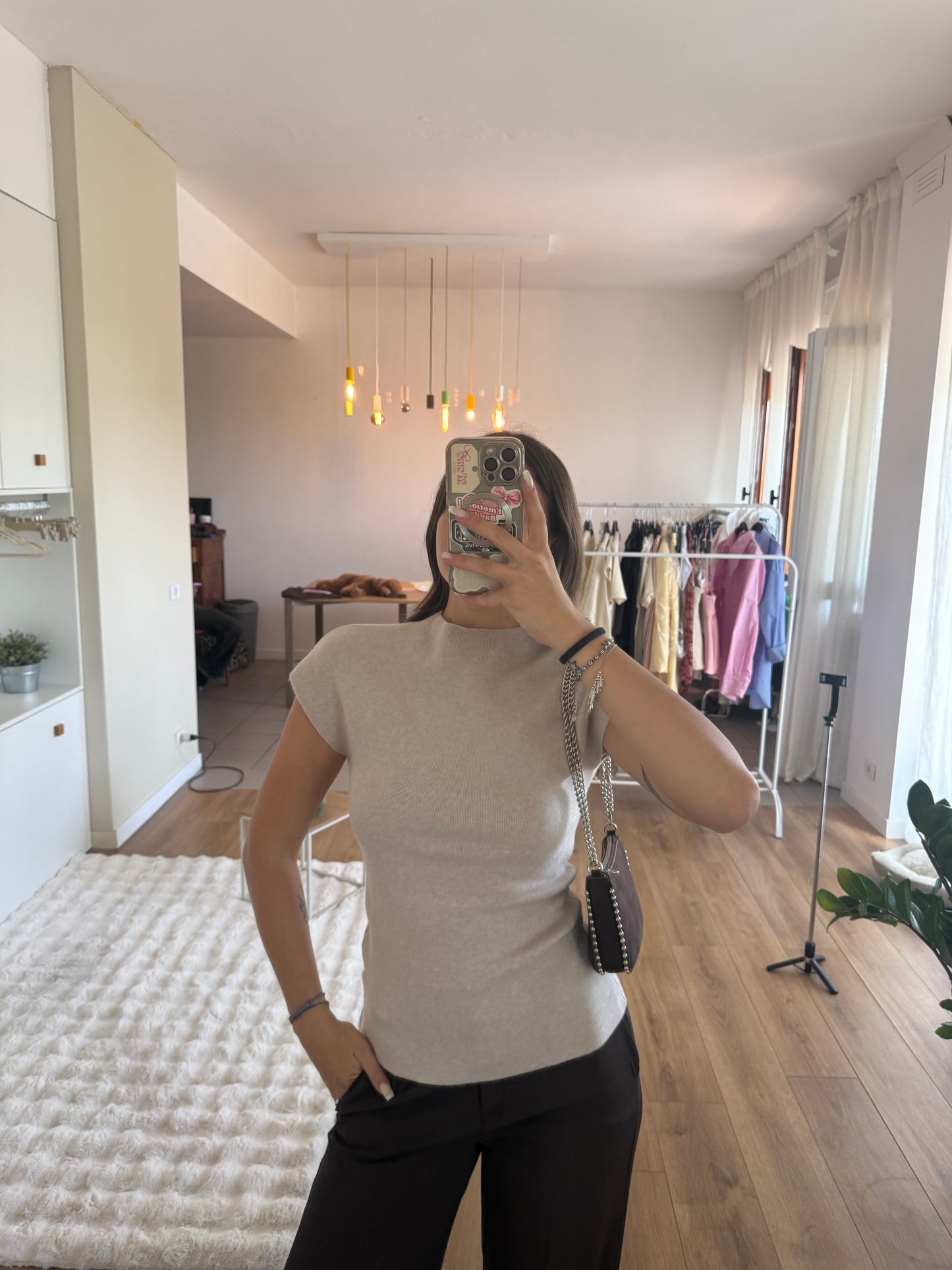 T-shirt in simil cashmere - BEIGE