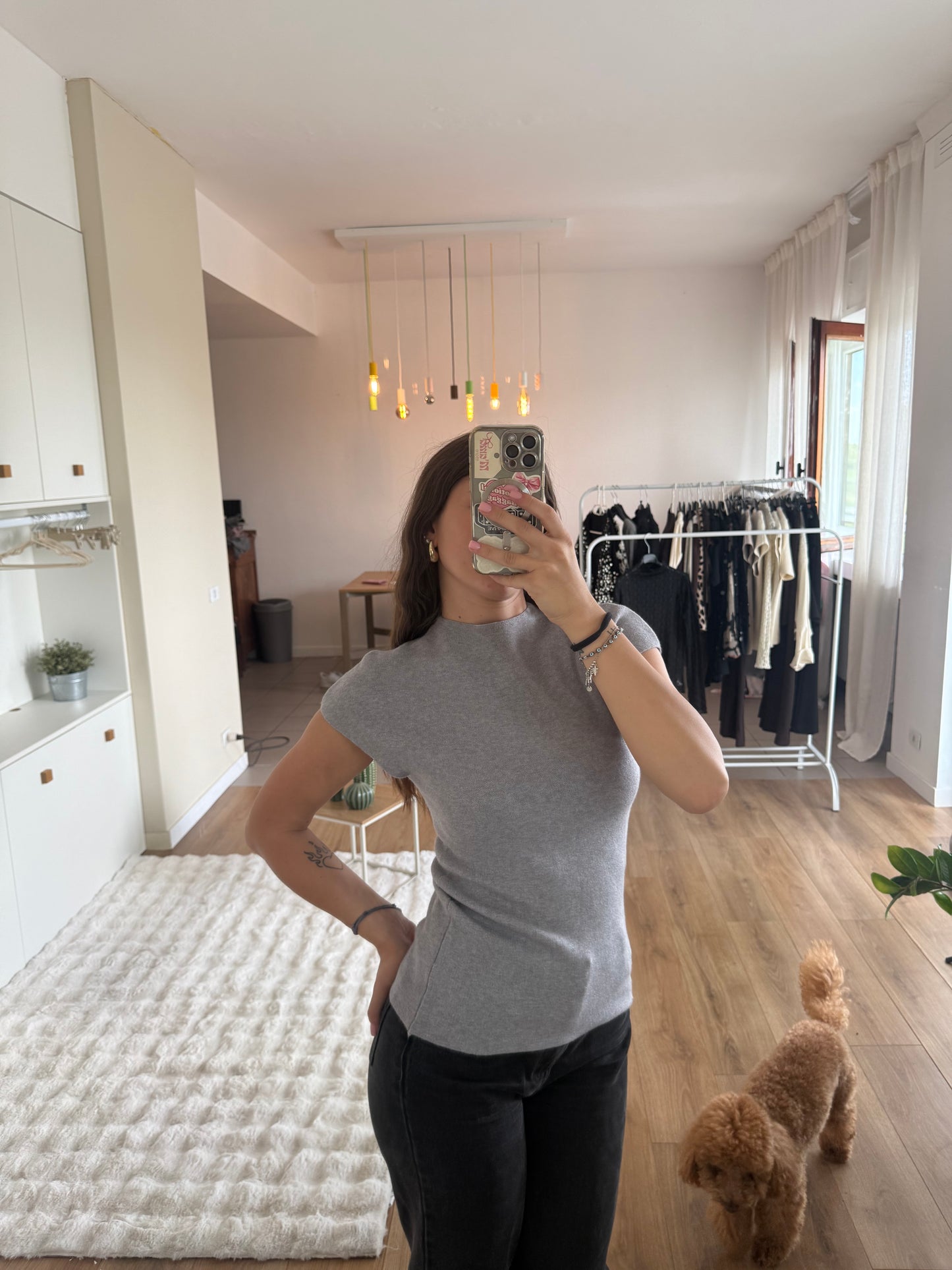 T-shirt in simil cashmere - GRIGIO