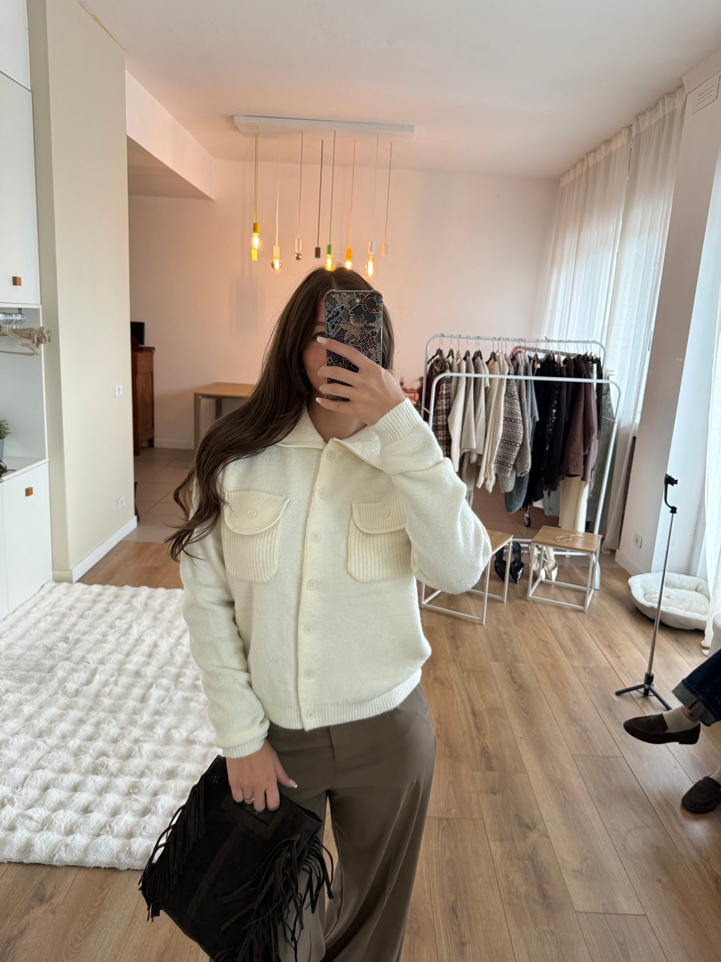 Maglione con tasche - Panna