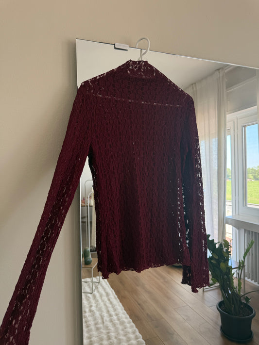 Maglietta in simil pizzo - BORDEUX