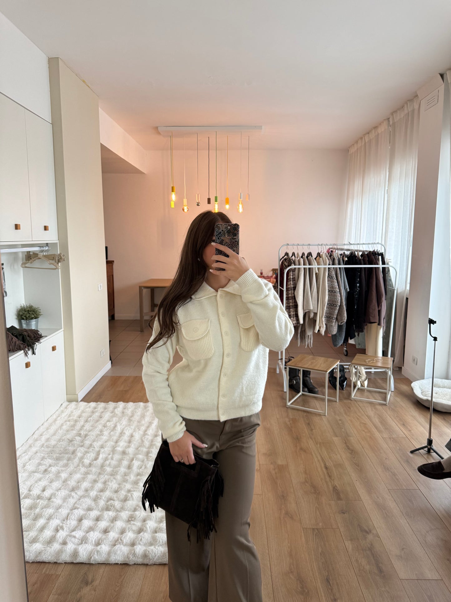 Maglione con tasche - Panna