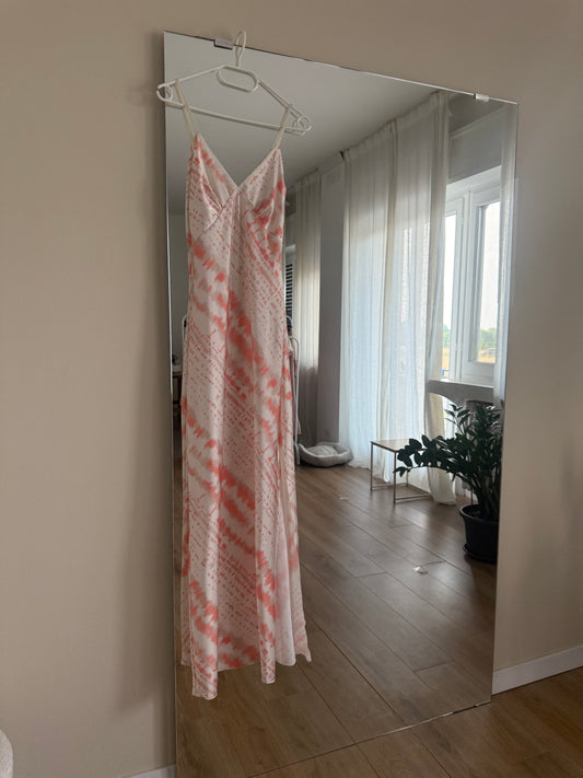Abito satin tie dye - Peach
