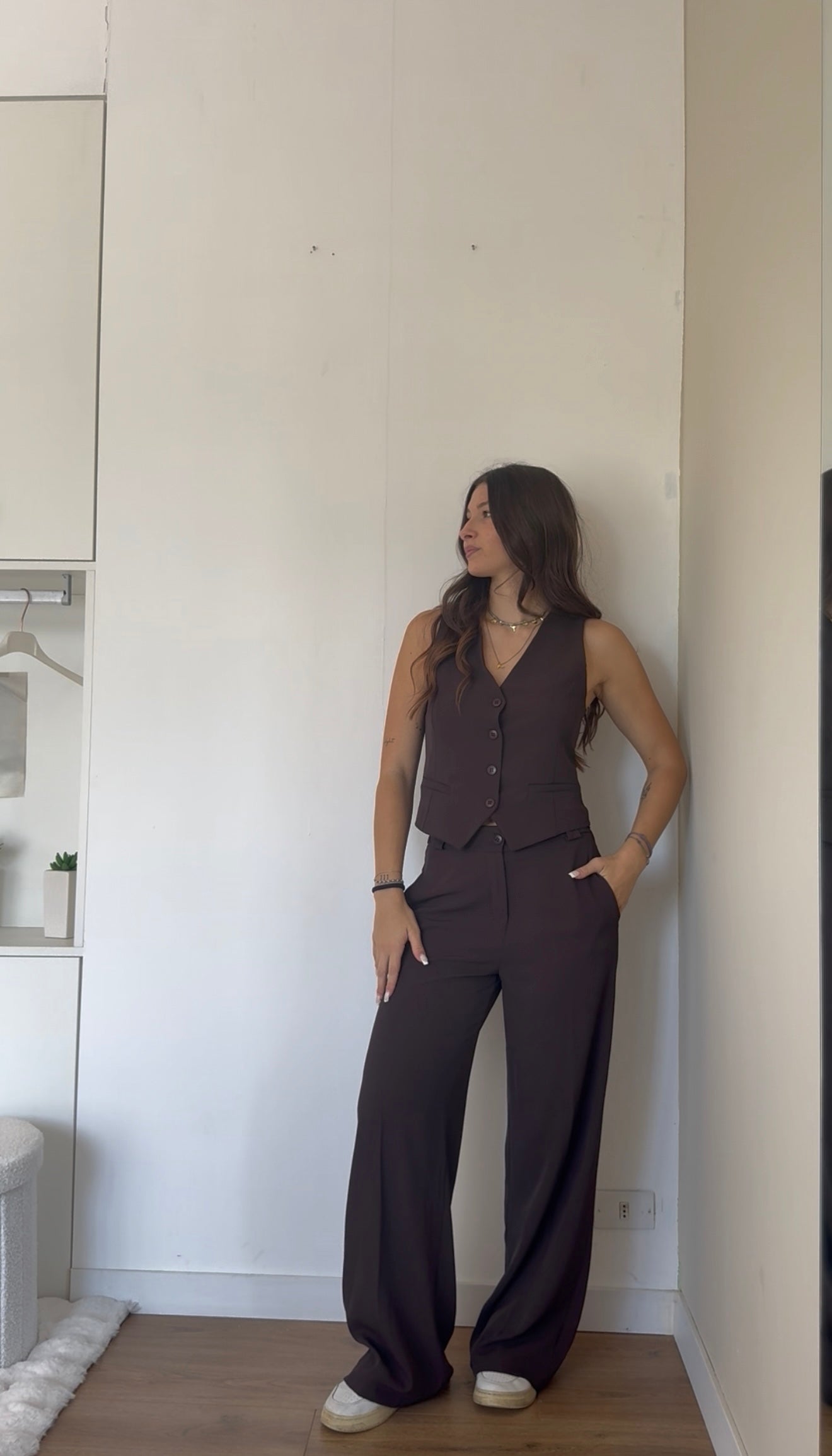 Coordinato sartoriale con gilet - MARRONE