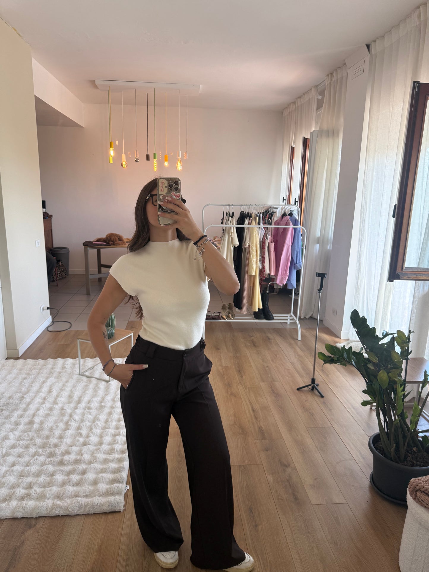 T-shirt in simil cashmere - PANNA