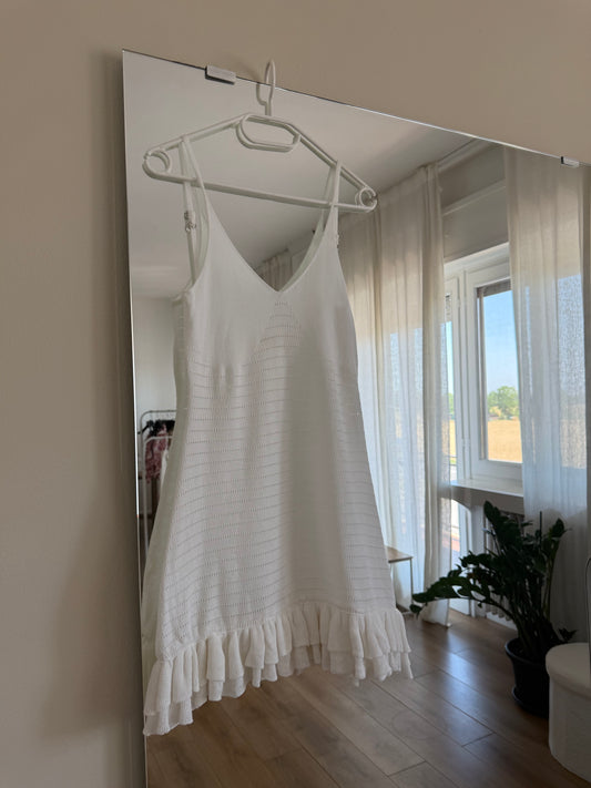 Mini dress con balza - Bianco