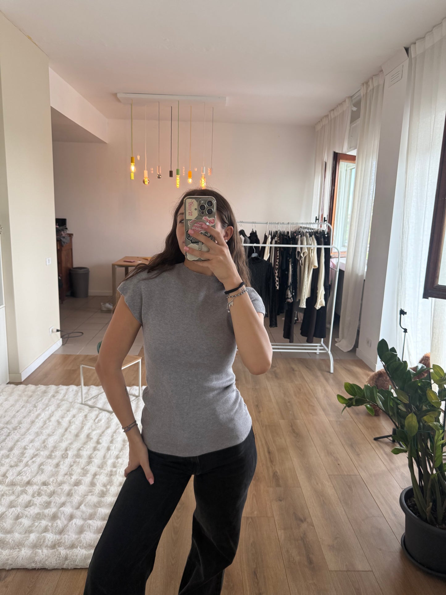 T-shirt in simil cashmere - GRIGIO