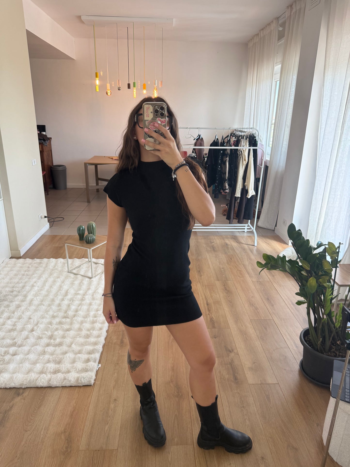 Abitino semplice in simil cashmere - NERO