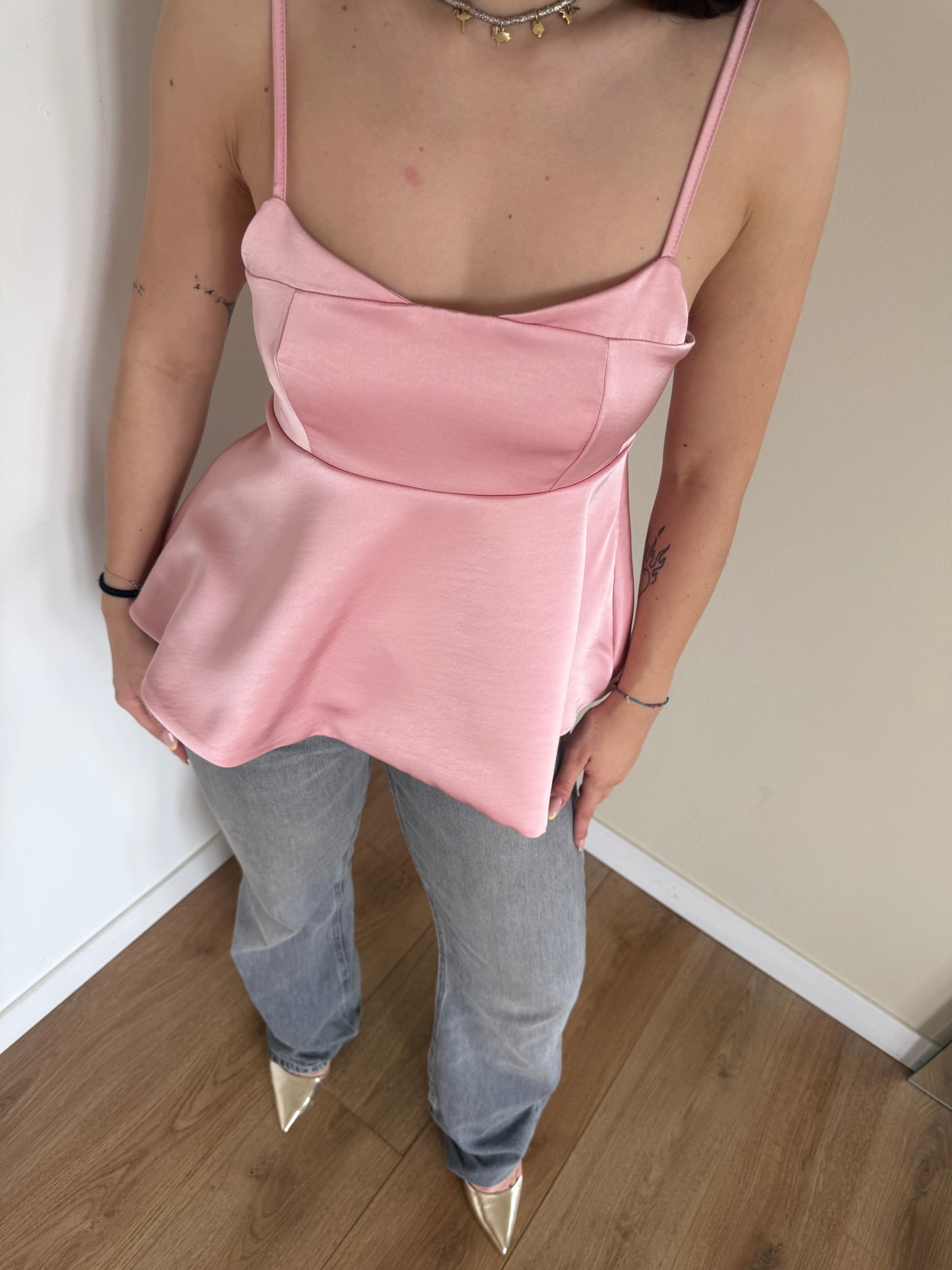 Top simil satin Lumina - rosa